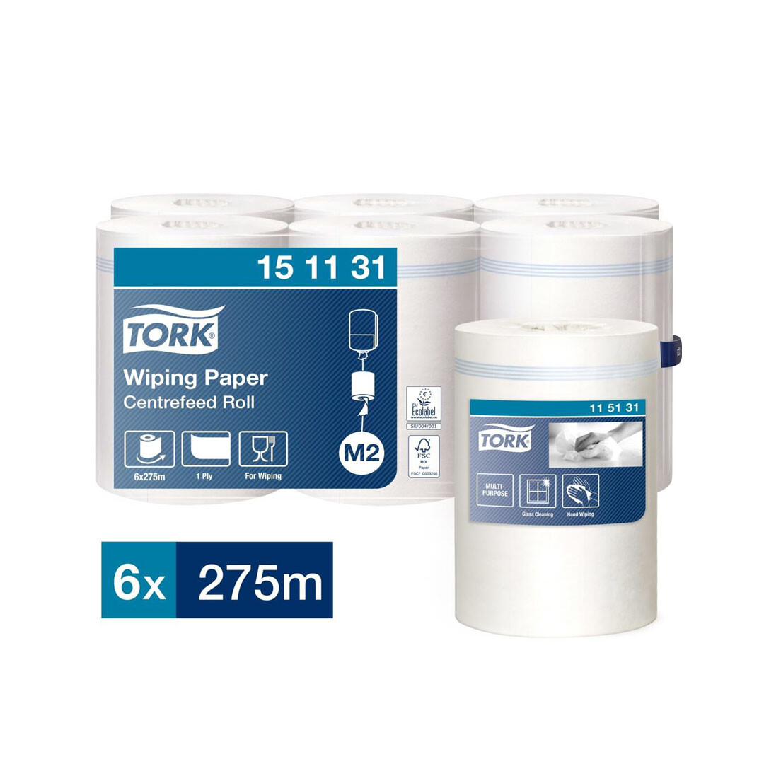 Tork Wiper Centrefeed White Roll 1-Ply 275m (Pack of 6) - primary