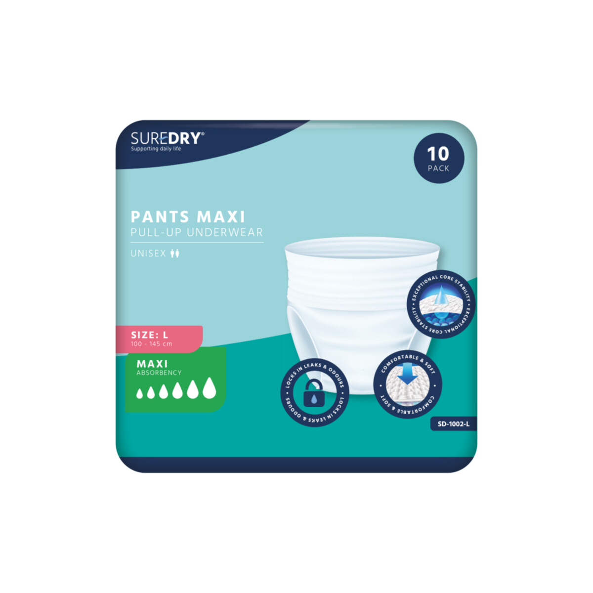 SureDry Pants Maxi - L (Pack of 10) - primary
