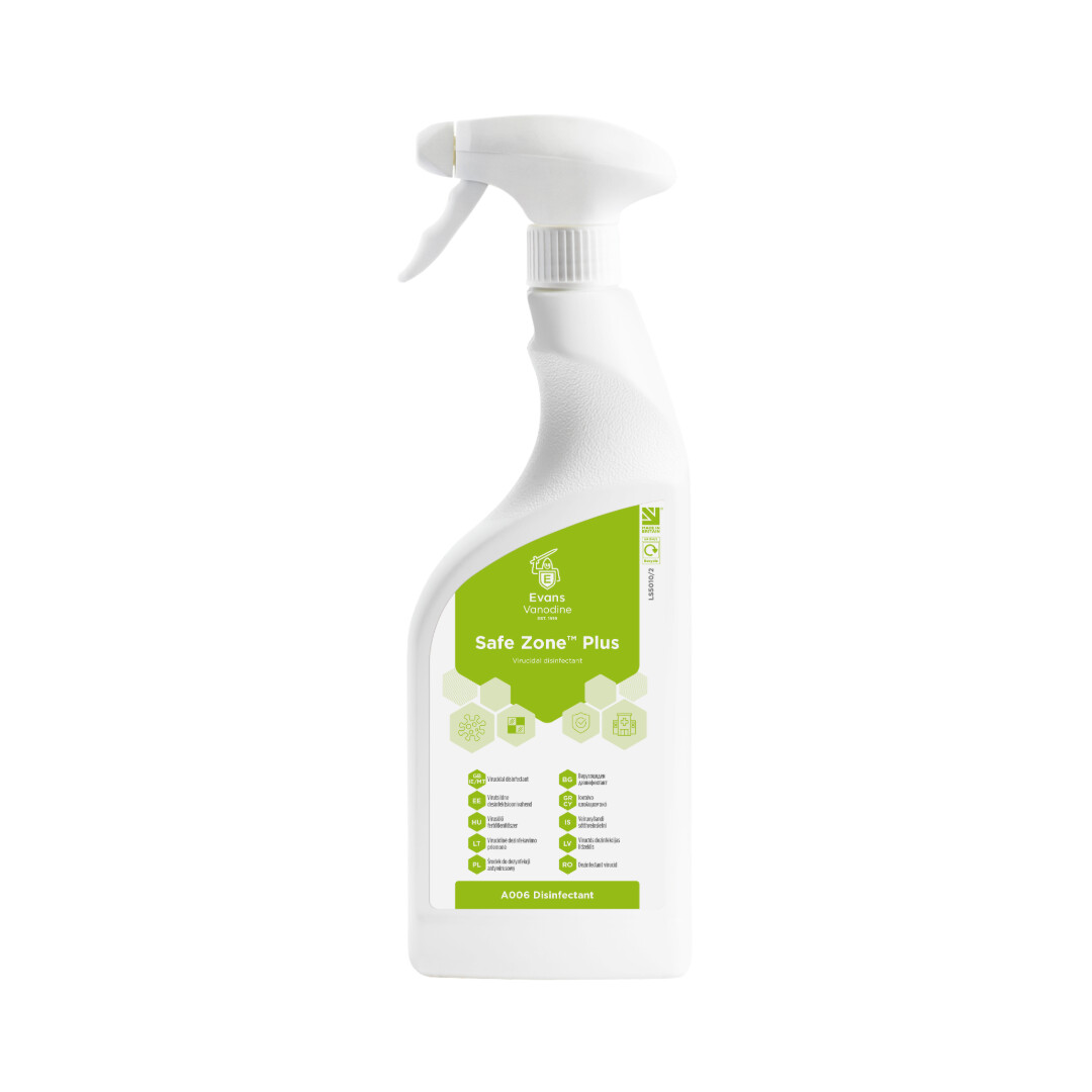 Evans Safe Zone Plus Virucidal Disinfectant 750ml Trigger Spray