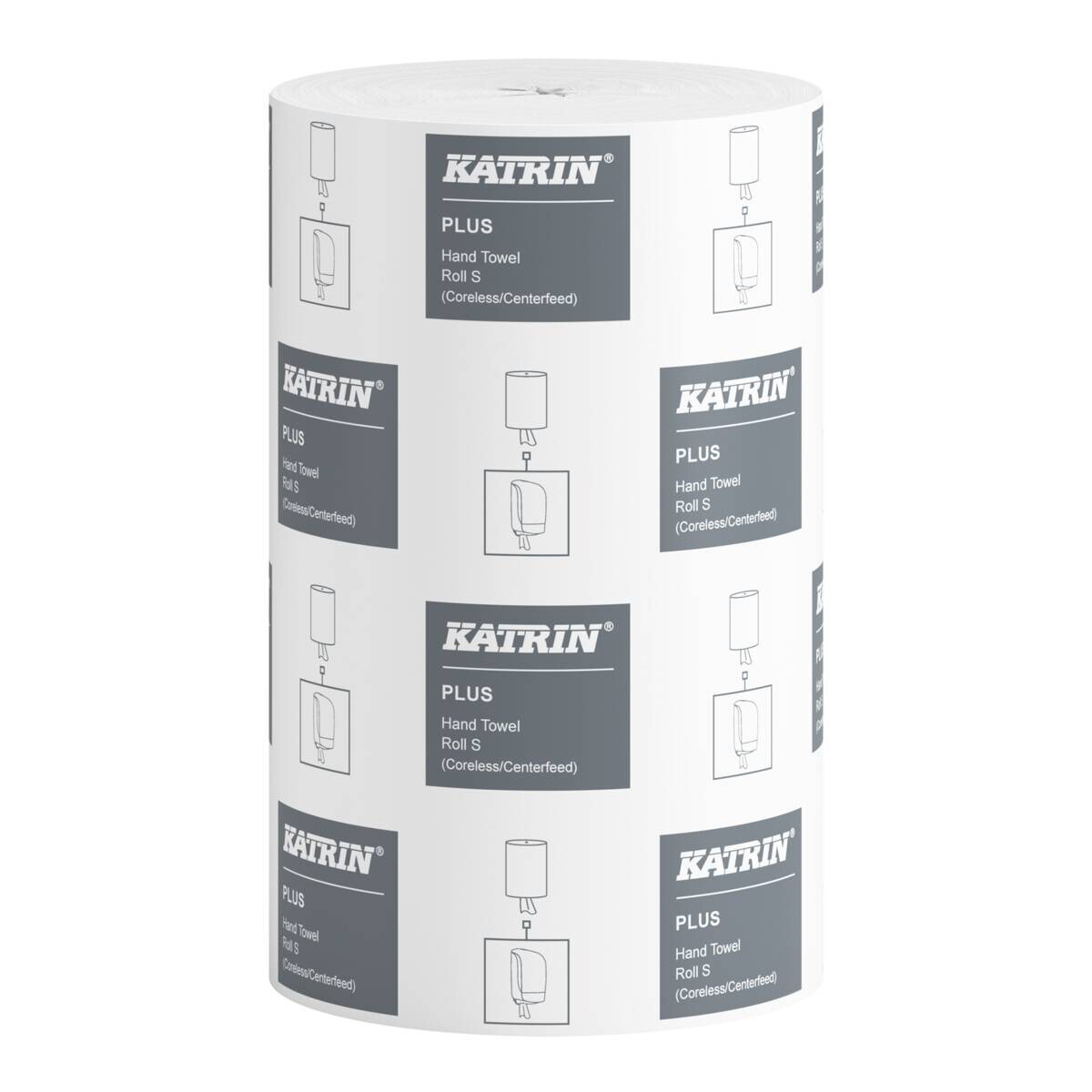 Katrin Plus Mini Centrefeed Roll Coreless White 1-Ply 110m (Pack of 12)