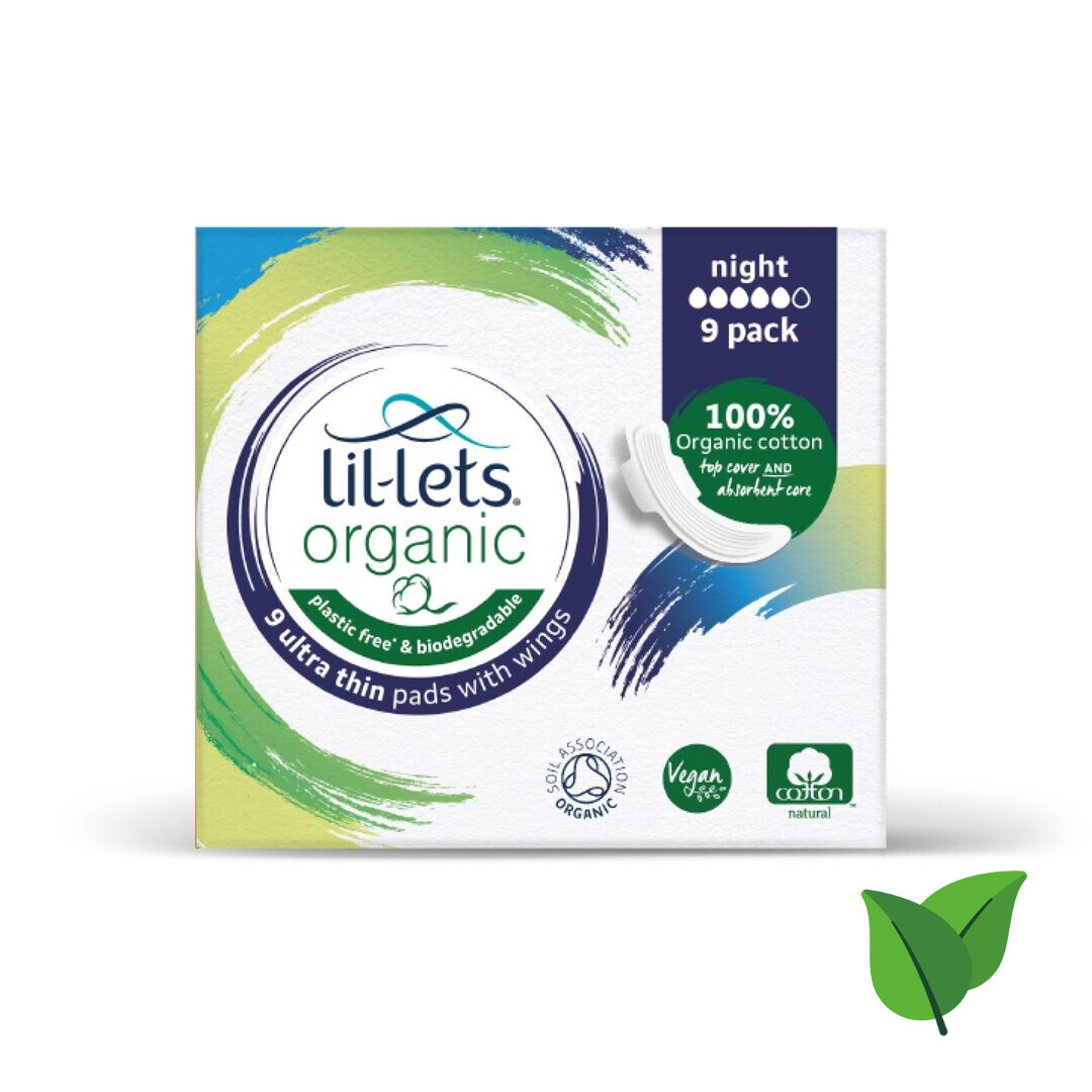Lil-Lets Organic Pads Night 9 per pack