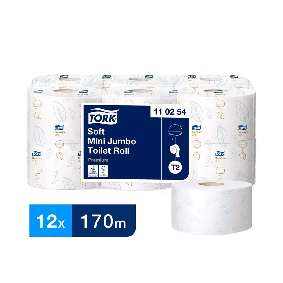 Tork Premium Soft Mini Jumbo Toilet Paper 2-Ply 57mm Core 170m (Pack of 12)