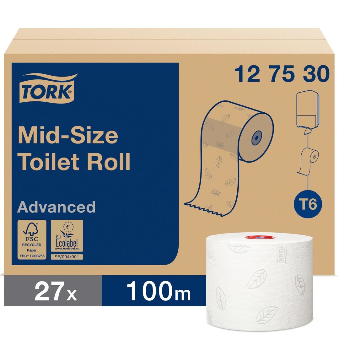 Tork Advanced Compact Auto Shift Toilet Paper 100m White 2-Ply (Pack of 27)