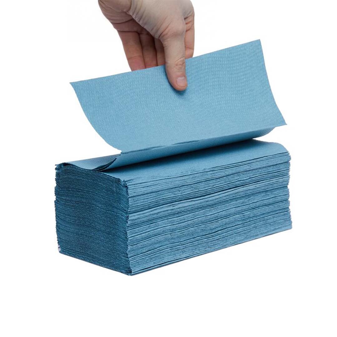 Single Fold Interleaf Hand Towels 1-Ply 5004 sheets - Blue