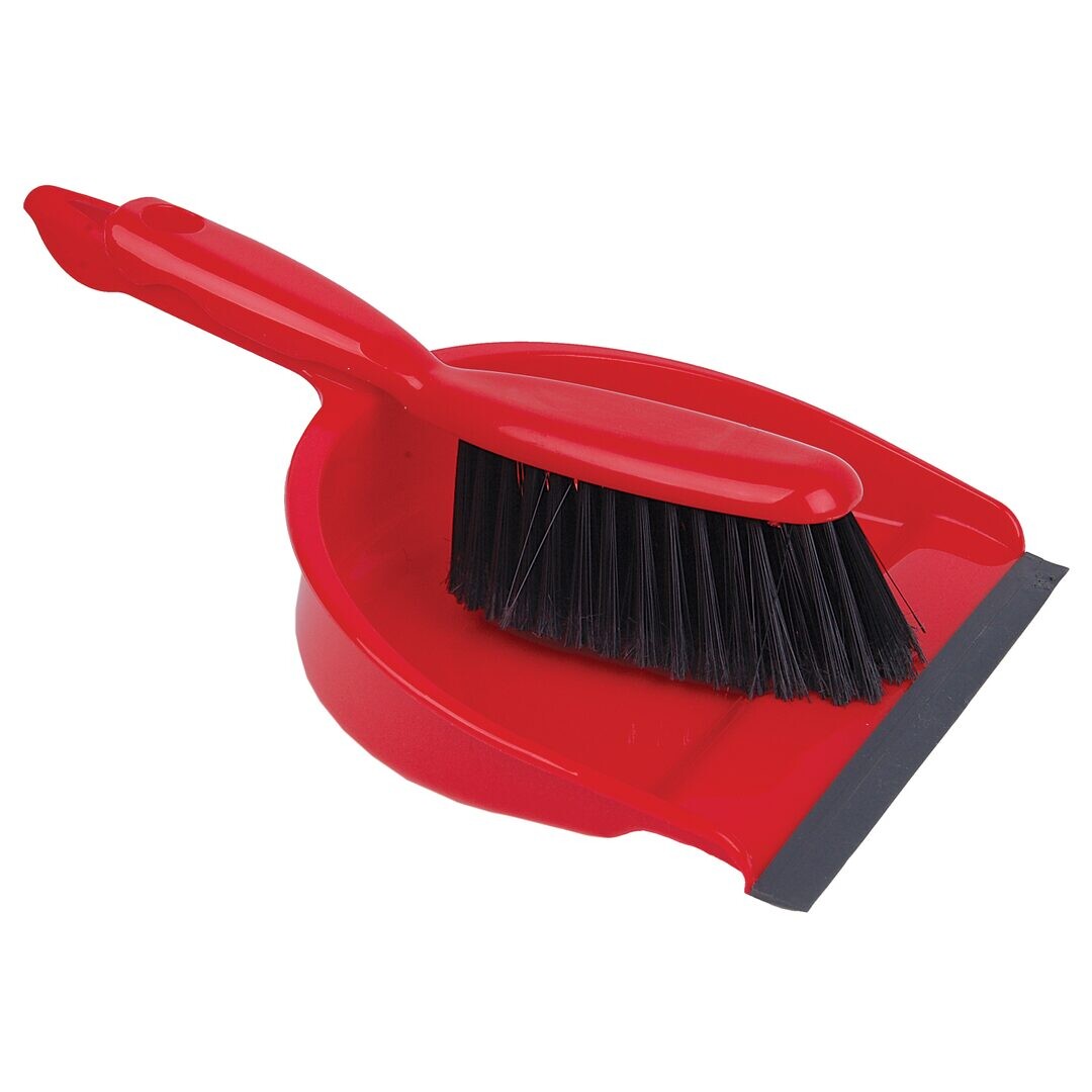 Soft Dustpan and Brush Set - Red