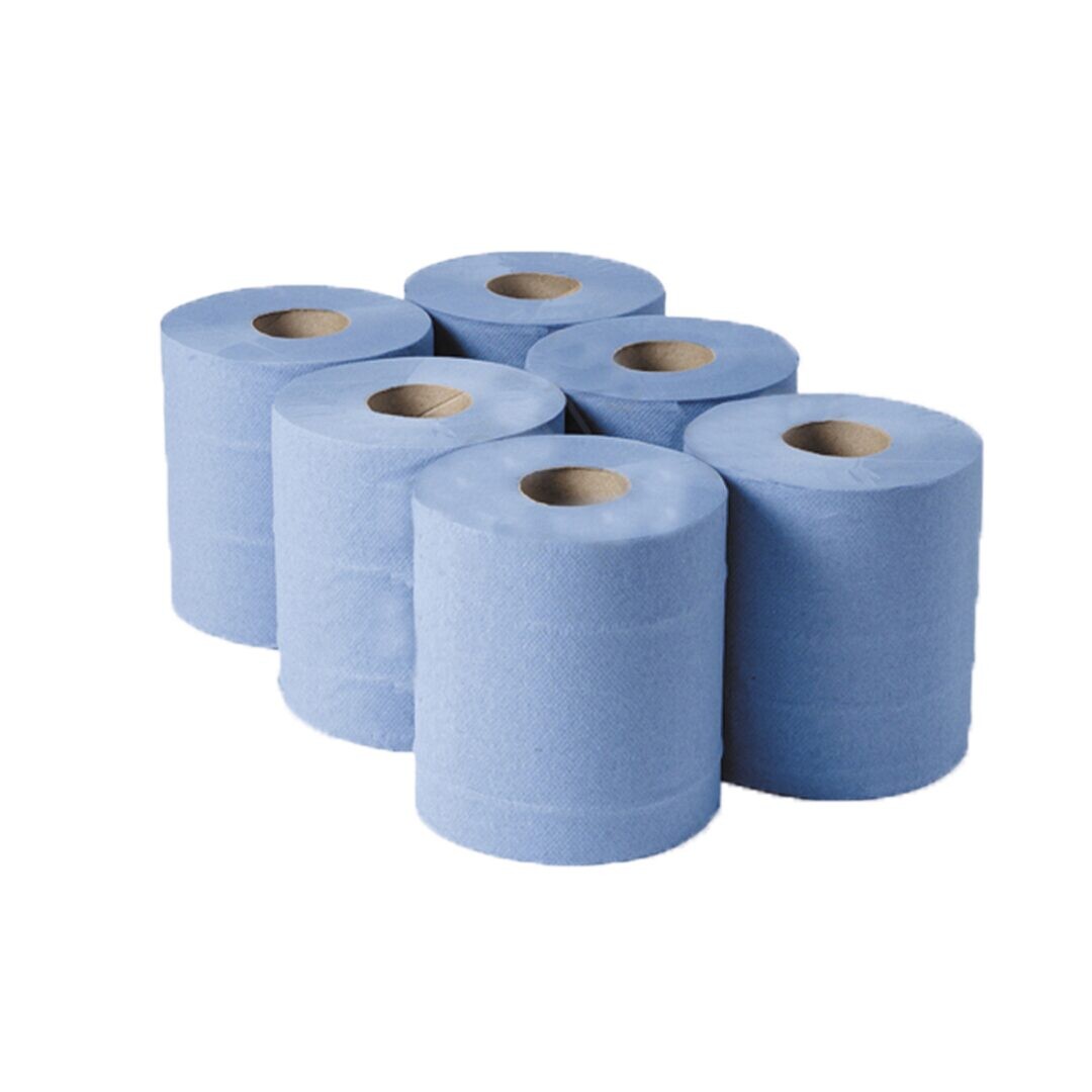 Centrefeed Blue Roll 1-Ply 300m (Pack of 6)