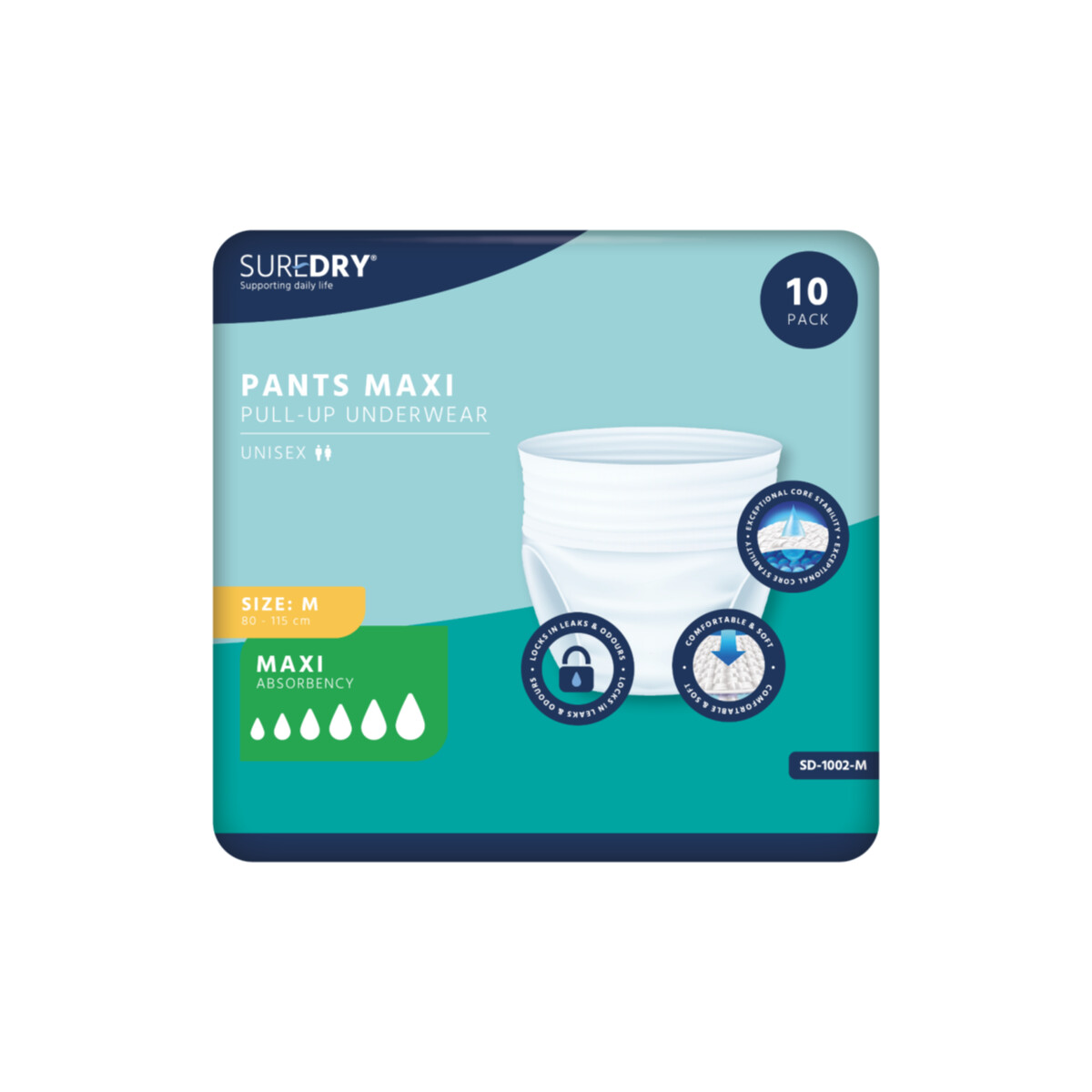 SureDry Pants Maxi - M (Pack of 10)